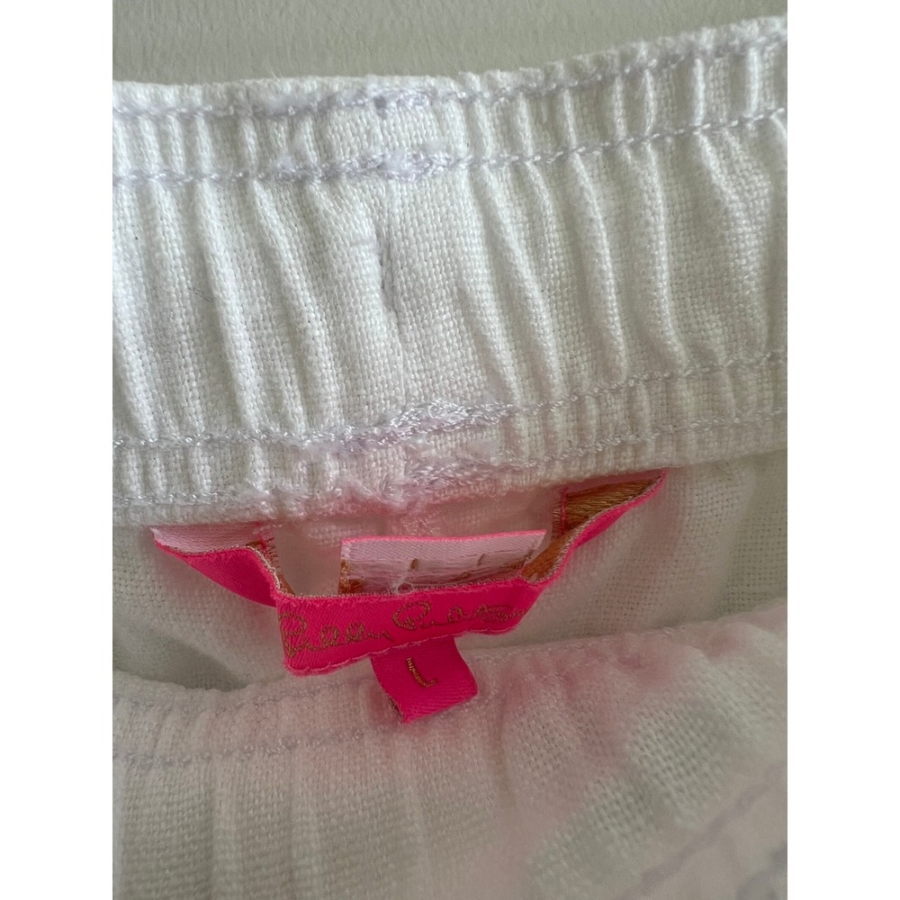 Lilly Pulitzer Taron Large White 100% Linen Jogger Pant Coastal Resort Chic - Picture 6 of 9